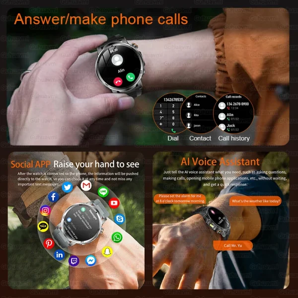 New T-Rex3 Ultra 1000mAh Battery Smart Watch 5ATM Waterproof Voice Call Flashlight Sports tracker Outdoors Military Smartwatches 6