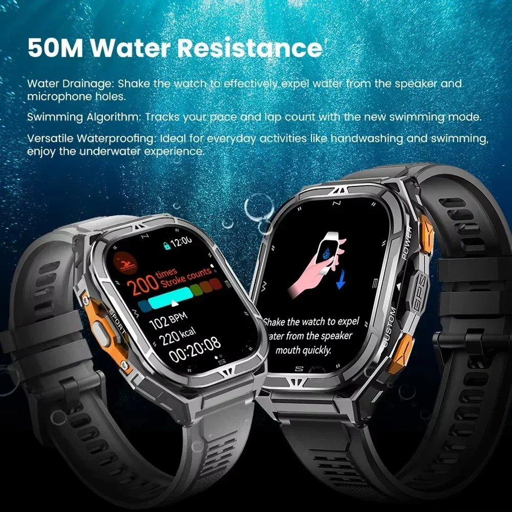 2025 New Military Outdoor Smart Watch Men's GPS Bluetooth Call 1.96 5