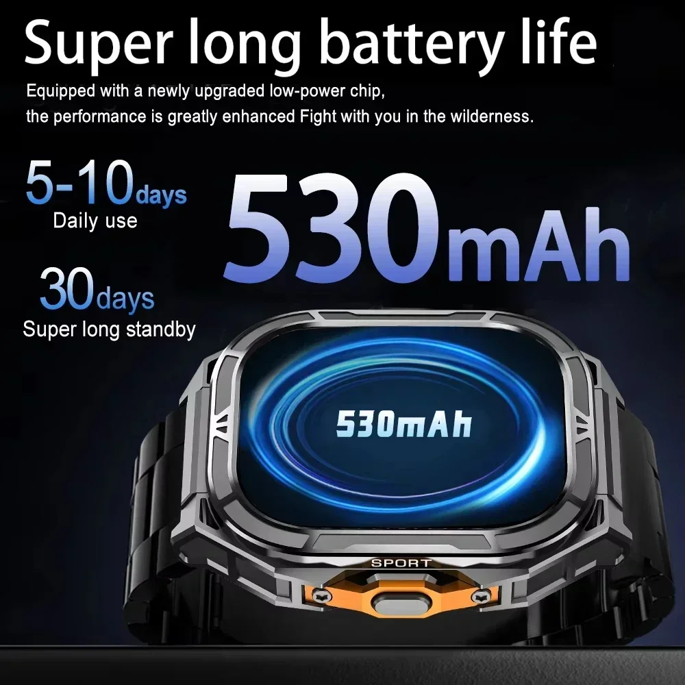 2025 New Military Outdoor Smart Watch Men's GPS Bluetooth Call 1.96 3